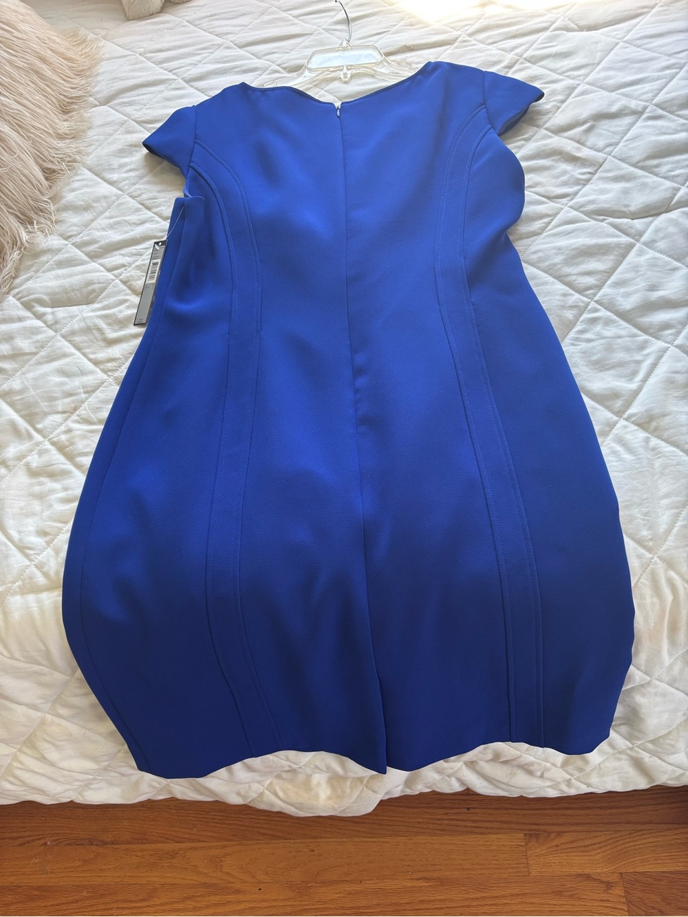 Tahari Cobalt Blue Cap-Sleeve Sheath Midi Dress